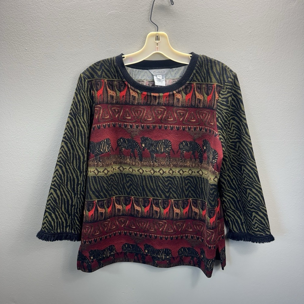 Stonebridge Petite Medium Animal Print Long Sleeve Top